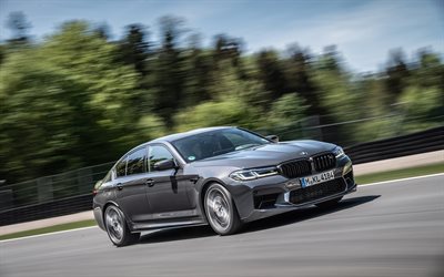 BMW M5, 4k, highway, 2022 cars, F90, motion blur, Silver BMW M5, 2022 BMW M5, BMW M5 F90, german cars, BMW F90, BMW