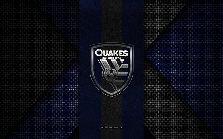san jose earthquakes, mls, blå stickad textur, san jose earthquakes logotyp, amerikansk fotbollsklubb, san jose earthquakes emblem, fotboll, san jose, usa