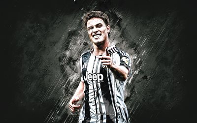 Kenan Yildiz, Juventus FC, Turkish football player, Juve, goal celebration, white stone background, Kenan Yildiz Juve, grunge art, football, Serie A, Italy, Kenan Yildiz Juventus
