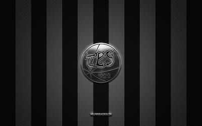 logotipo de tps, club de fútbol finlandés, turun palloseura, ykkosliiga, fondo de carbón blanco negro, emblema de tps, hockey, tps, finlandia, lahti, fc tps