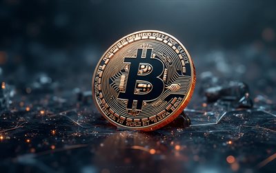 4k, bitcoin, btc, criptomoneda, moneda de bitcoin, fondo creativo negro, signo de bitcoin, logotipo de bitcoin, moneda de oro bitcoin