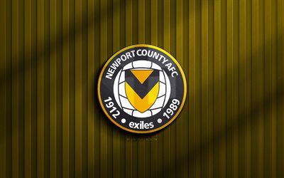 4k, logotipo 3d del condado de newport afc, liga dos, fondo 3d amarillo, fútbol, emblema de la afc del condado de newport, logotipo de la afc del condado de newport, afc del condado de newport, fútbol americano, club de fútbol inglés, condado de newport fc