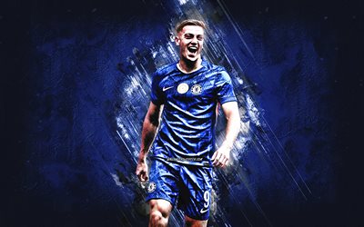 liam delap, chelsea fc, footballeur anglais, célébration des objectifs, fond de pierre bleue, grunge, chélat, premier league, angleterre, football, liam rory delap, liam delap chelsea