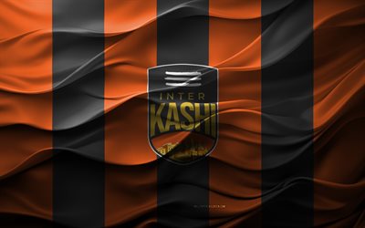 4k, inter kashi fc logotipo, fondo 3d negro naranja, i league, inter kashi fc emblema, equipo de fútbol indio, inter kashi fc flag, textura 3d, india, inter kashi fc, fútbol americano, fútbol