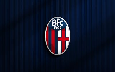 4k, logotipo 3d bologna fc, serie a, anterior 3d azul, futebol, emblema bologna fc, logotipo bologna fc, bologna fc, clube de futebol italiano, bologna fc 1909