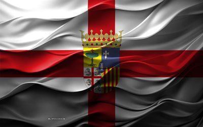 4k, bandera de zaragoza, ciudades de españa, bandera 3d zaragoza, españa, textura 3d, día de zaragoza, símbolos nacionales españoles, arte 3d, zaragoza