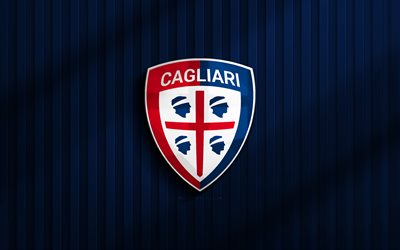 4k, cagliari fc 3d  logotyp, serie a, blå 3d  bakgrund, fotboll, cagliari fc emblem, cagliari fc  logotyp, cagliari fc, italiensk fotbollsklubb, cagliari calcio