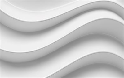 موجات ثلاثية الأبعاد بيضاء, 4k, مبدع, مجردة الأمواج ثلاثية الأبعاد, قوام ثلاثي الأبعاد, خلفيات ثلاثية الأبعاد البيضاء, العمل الفني, الموجات ثلاثية الأبعاد, خلفيات ثلاثية الأبعاد