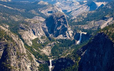 cascada de agua, montañas, yosemite, el rock, el paisaje de montaña