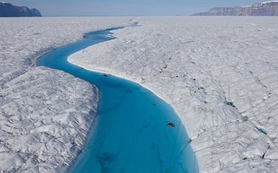 永遠の氷, floe, グリーンランド, ブルーリバー, の氷河petermann