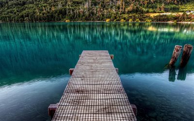 emerald lake, glacial lake, the bridge, the lake