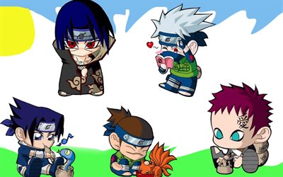 anime, naruto, des avatars, des uchiha, itachi, sasuke, gaara, kakashi, caractères
