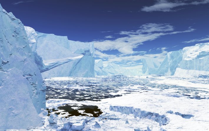 inverno, icebergs, ice, pianeta extrasolare