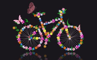 papillon, de vélo, de fleurs, de graphiques, de réflexion