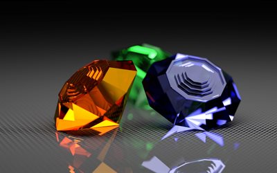 diamanter, kristaller, stenar, abstraktion, färg, grafik, mesh, reflektion