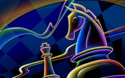 chess, line, cell, horse, figure, abstraction, graphics