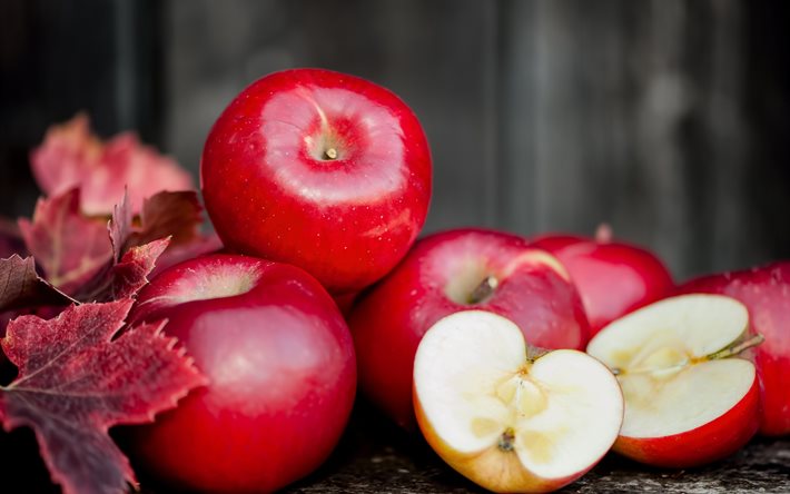 edera, foglie, mele, frutta, frutto, alimento, autunno