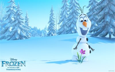 cartoon, cold heart, frozen, heart, disney, olaf, snowman, snowdrop, flower