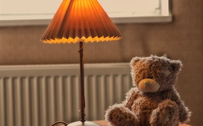toy, bear, floor lamp