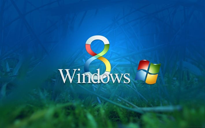 ocho, windows 8, con el emblema de windows
