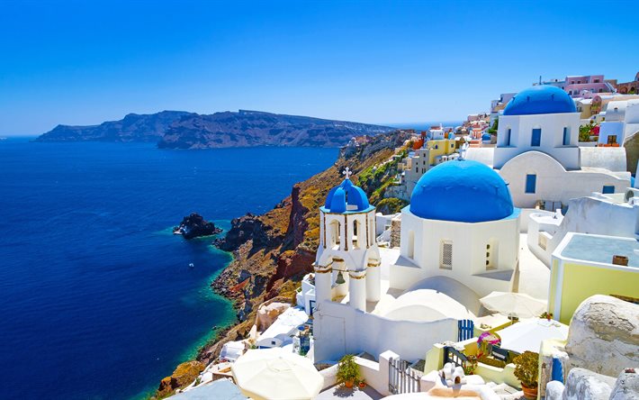 egeiska havet, santorini, grekland, däck, älskarnas stad