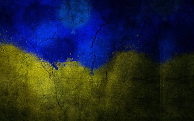 symbolics of ukraine, stone, the flag of ukraine, yellow-blue flag