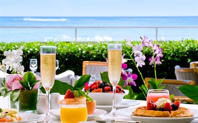 le reste, l'hôtel, le petit-déjeuner, hawaii
