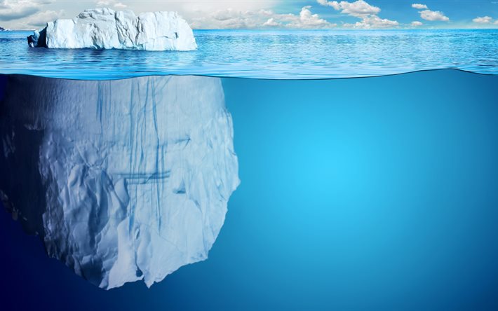sous l'eau, l'océan, iceberg, de la glace