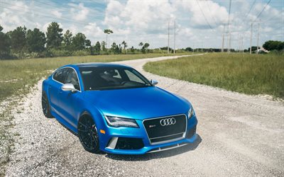Audi RS7 Sportback, 2016 los coches, offroad, azul rs7, Audi