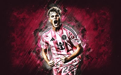 Mateo Silvetti, Inter Miami CF, Argentine footballer, pink stone background, Inter Miami, grunge art, MLS, USA, Mateo Silvetti Inter Miami