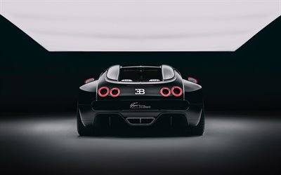 2026, hommage bugatti fkp, 4k, vue arrière, extérieur, bugatti veyron rouge et noire, veyron noire, réglage de la bugatti veyron, hypercars, voitures de sport, bugatti