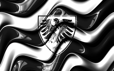 SC Preussen Munster 3D logo, 4k, black white 3D waves, 2 Bundesliga, football, SC Preussen Munster flag, creative, SC Preussen Munster logo, SC Preussen Munster, german football club, soccer, Preussen Munster FC