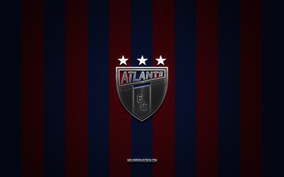 Atlante FC logo, Mexican football club, Liga de Expansion MX, red blue carbon background, Atlante FC emblem, football, Atlante FC, Mexico