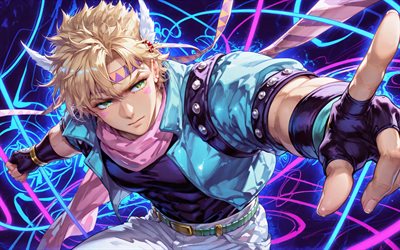 4k, Caesar Anthonio Zeppeli, colorful abstract background, JoJos Bizarre, manga, Shiza Antonio Tseperi, JoJos Bizarre characters, Caesar Anthonio Zeppeli JoJos Bizarre