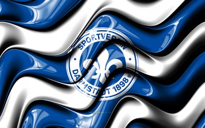 SV Darmstadt 98 3D logo, 4k, blue white 3D waves, 2 Bundesliga, football, SV Darmstadt 98 flag, creative, SV Darmstadt 98 logo, SV Darmstadt 98, german football club, soccer, Darmstadt FC