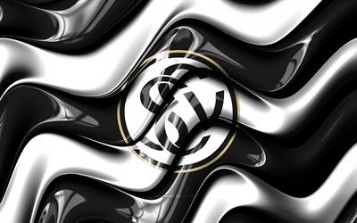 SV Elversberg 3D logo, 4k, black white 3D waves, 2 Bundesliga, football, SV Elversberg flag, creative, SV Elversberg logo, SV Elversberg, german football club, soccer, Elversberg FC