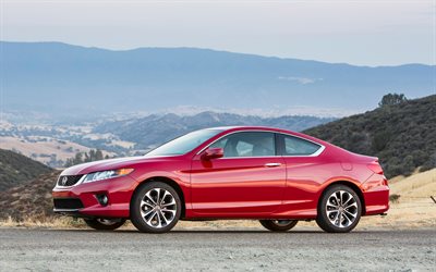 honda accord coupé, 4k, strada, auto del 2015, ct2, coupé rosso di honda accord, esterno, honda accord coupé del 2015, auto giapponesi, honda