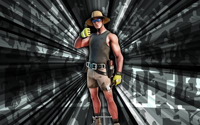 4k, Hat LazarBeam, gray rays background, Hat LazarBeam Skin, Hat LazarBeam Fortnite, abstract art, Fortnite Hat LazarBeam Skin, Fortnite characters, Fortnite, creative art