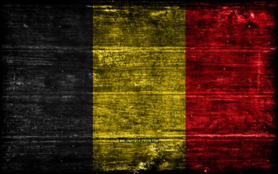 Belgian wooden flag, 4k, wooden grunge flags, European countries, flag of Belgium, Day of Belgium, Europe, Belgian flag, Belgium, Belgian national symbols, Belgium flag