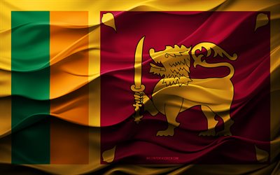 4k, bandeira do sri lanka, países asiáticos, bandeira 3d sri lanka, ásia, textura 3d, dia do sri lanka, símbolos nacionais, 3d art, sri lanka