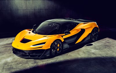 2025, mclaren w1, 4k, vista frontal, exterior, hipercar, amarillo mclaren w1, superdeportivos británicos, mclaren