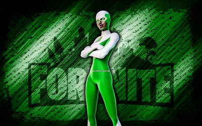 Backlash Fortnite, 4k, green diagonal background, grunge art, Fortnite, artwork, Backlash Skin, Fortnite characters, Backlash, Fortnite Backlash Skin