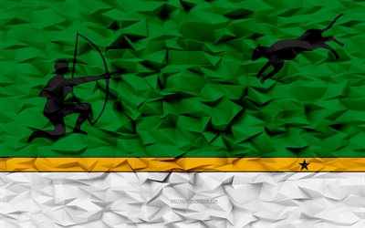 bandeira do amazonas, 4k, departamentos da colômbia, fundo de polígono 3d, textura de polígono 3d, dia do amazonas, bandeira 3d do amazonas, símbolos nacionais colombianos, arte 3d, amazonas, colômbia