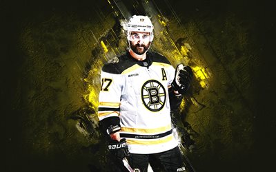 Nick Foligno, Boston Bruins, American hockey player, NFL, yellow stone background, hockey, grunge art, USA