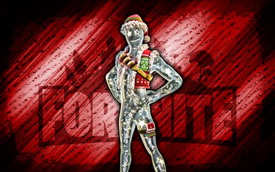 Blinky Fortnite, 4k, red diagonal background, grunge art, Fortnite, artwork, Blinky Skin, Fortnite characters, Blinky, Fortnite Blinky Skin