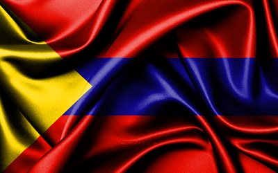 pasto lippu, 4k, kolumbian kaupungit, kangasliput, paston päivä, paston lippu, aaltoilevat silkkiliput, kolumbia, pasto