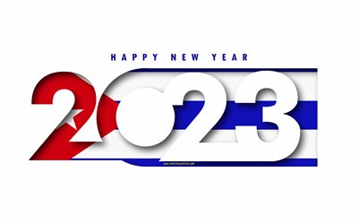 feliz año nuevo 2023 cuba, fondo blanco, cuba, arte mínimo, conceptos de haití 2023, cuba 2023, fondo cuba 2023, 2023 feliz año nuevo cuba