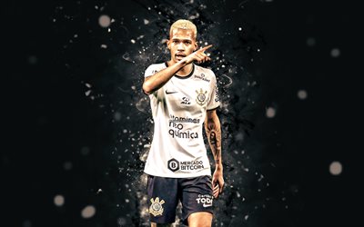 Joao Victor, 4k, white neon lights, Corinthians FC, Brazilian Serie A, soccer, brazilian footballers, football, Joao Victor 4K, Joao Victor Corinthians