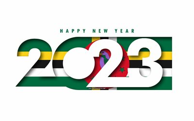 Happy New Year 2023 Dominica, white background, Dominica, minimal art, 2023 Dominica concepts, Dominica 2023, 2023 Dominica background, 2023 Happy New Year Dominica