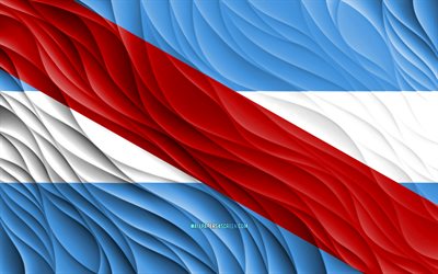 4k, bandeira de entre rios, bandeiras 3d onduladas, províncias argentinas, dia de entre rios, ondas 3d, províncias da argentina, entre rios, argentina